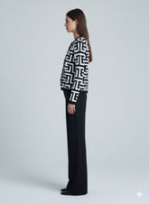 ADL Winter Elegant Single Breasted Long Sleeve Knit Pullover in Navy