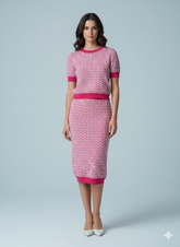 AD Classy Pink & White Midi 2 pcs Set