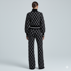 AD Casual Checker Pullover Sweater and Pant Set