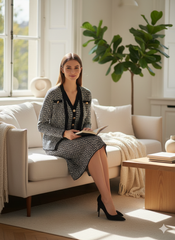 AD V-Neck Sleeveless Dress and Tup Cardigan 2 Pcs Set