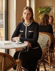 AD Elegant French Metal buttons Bodycon Dress