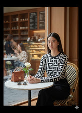 AD Vintage Geometric Pattern Women Slim Cardigan