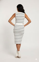 AD Petite Ribbed Stripe 2 Pcs Set in white