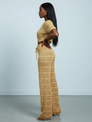 AD Luxury Netty Crop and Tallie Pant 2 Pcs Set in Nude