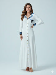 Elegant Embroidery Letter Midmaxi Sweater Dress In white