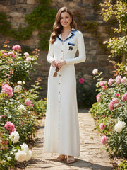 Elegant Embroidery Letter Midmaxi Sweater Dress In white