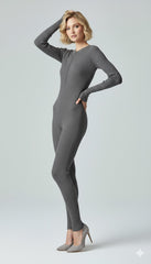 ADL Ribbed Long Sleeve Zipper Jumpsuit