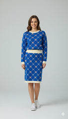 ADL Winter and Autumn Retro print sweater Women's 2 Pcs Set