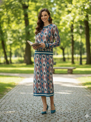 ADL Textured Ethnic-Inspired Argyle Pattern 2 Pcs Set