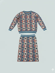 ADL Textured Ethnic-Inspired Argyle Pattern 2 Pcs Set