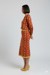 ADL Textured Ethnic Interlocking Diamond Jacquard 2 Pcs Set