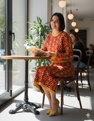 ADL Textured Ethnic Interlocking Diamond Jacquard 2 Pcs Set