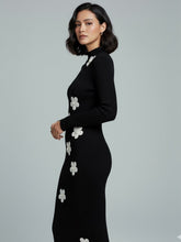 AD Elegant Woman Floral Decor Causal Midi Dress