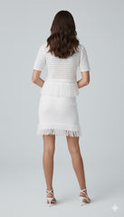 ADL Simple Elite Tassel Decorated Knitted 2 Piece Set Women's Clothing in white