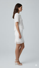 ADL Simple Elite Tassel Decorated Knitted 2 Piece Set Women's Clothing in white