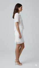 ADL Simple Elite Tassel Decorated Knitted 2 Piece Set Women's Clothing in white