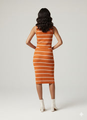 AD Petite Ribbed Stripe 2 Pcs Set in Burnt Orange