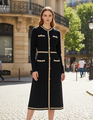 AD Elegant French Metal buttons Bodycon Dress