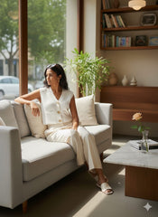 ADL Crop Women's Knit Vest Cardigan With Large Gold Button in Pure White