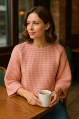 AD High-Quality Oversized Textured Knit Sweater Top in nude