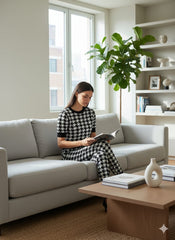 AD Women's Soft- High Quality Dogtooth Two-Piece Set