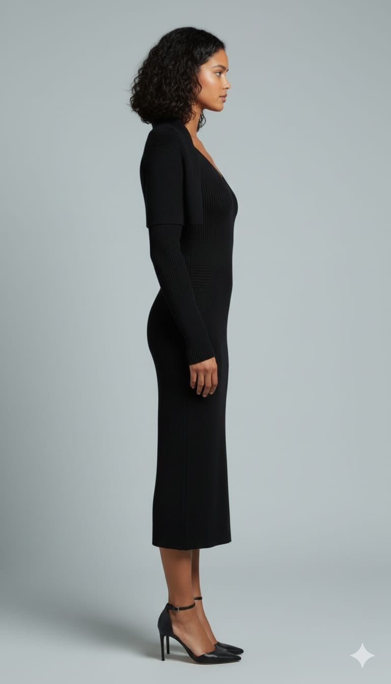 AD Black Knitted Co Ord. Dress