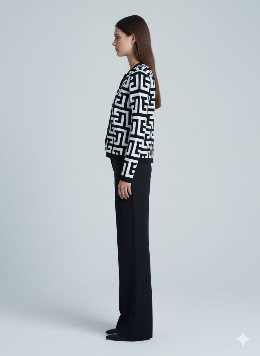 ADL Winter Elegant Single Breasted Long Sleeve Knit Pullover in Navy