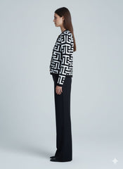 ADL Winter Elegant Single Breasted Long Sleeve Knit Pullover in Navy