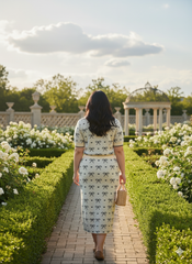 AD Unique Bow Printed Knit Bodycon 2 Pcs Set