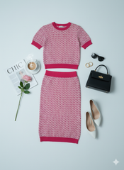 AD Classy Pink & White Midi 2 pcs Set