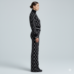 AD Casual Checker Pullover Sweater and Pant Set