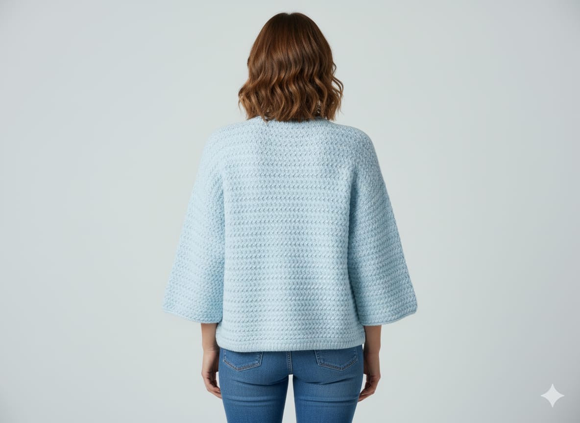 AD High-Quality Oversized Textured Knit Sweater Top in Blue