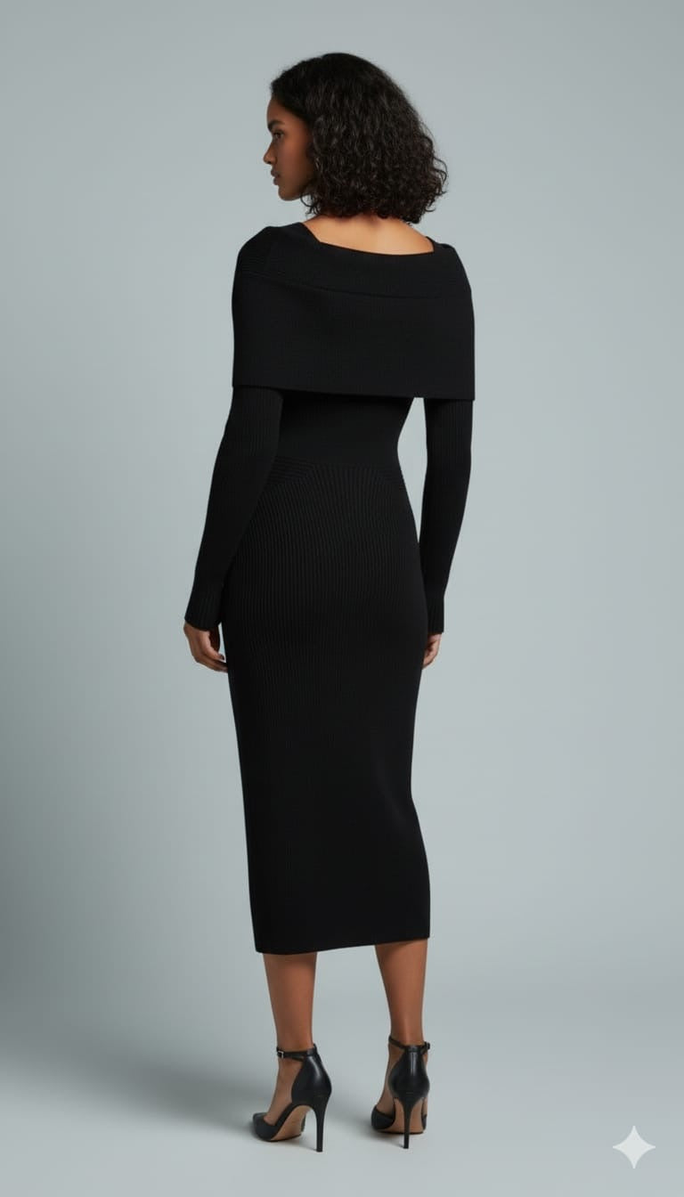 AD Black Knitted Co Ord. Dress