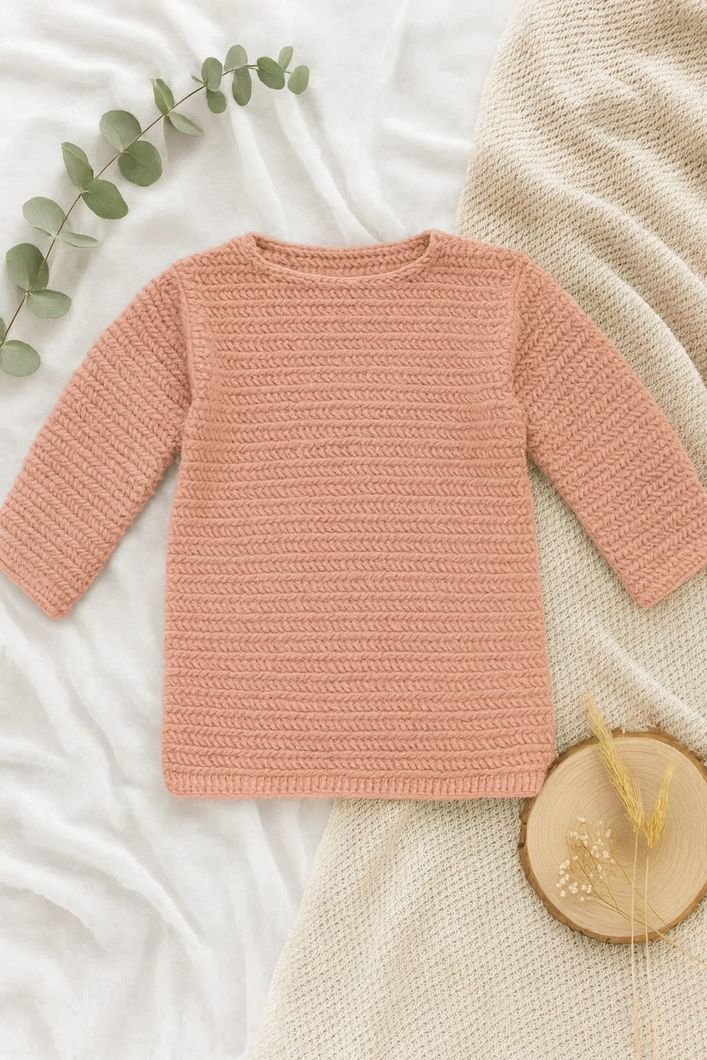 AD High-Quality Oversized Textured Knit Sweater Top in nude