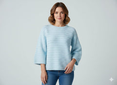 AD High-Quality Oversized Textured Knit Sweater Top in Blue