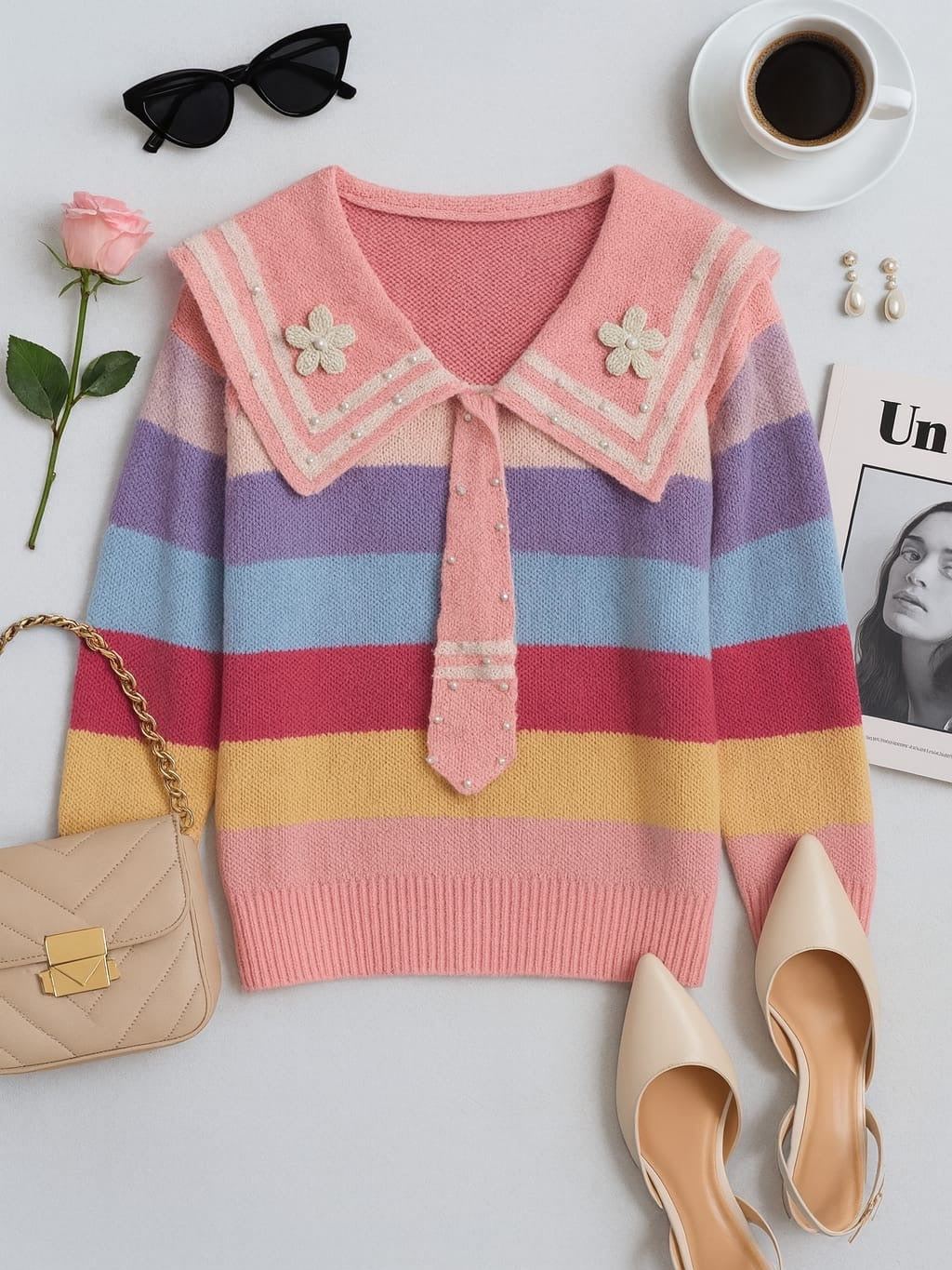 AD Student Doll Collar Multiple Pink Top