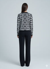 ADL Winter Elegant Single Breasted Long Sleeve Knit Pullover in Navy