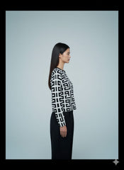 AD  Vintage Geometric Pattern Women Slim Cardigan