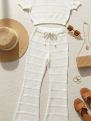 AD Luxury Netty Crop and Tallie Pant 2 Pcs Set in White