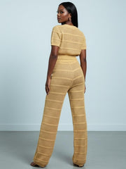 AD Luxury Netty Crop and Tallie Pant 2 Pcs Set in Nude