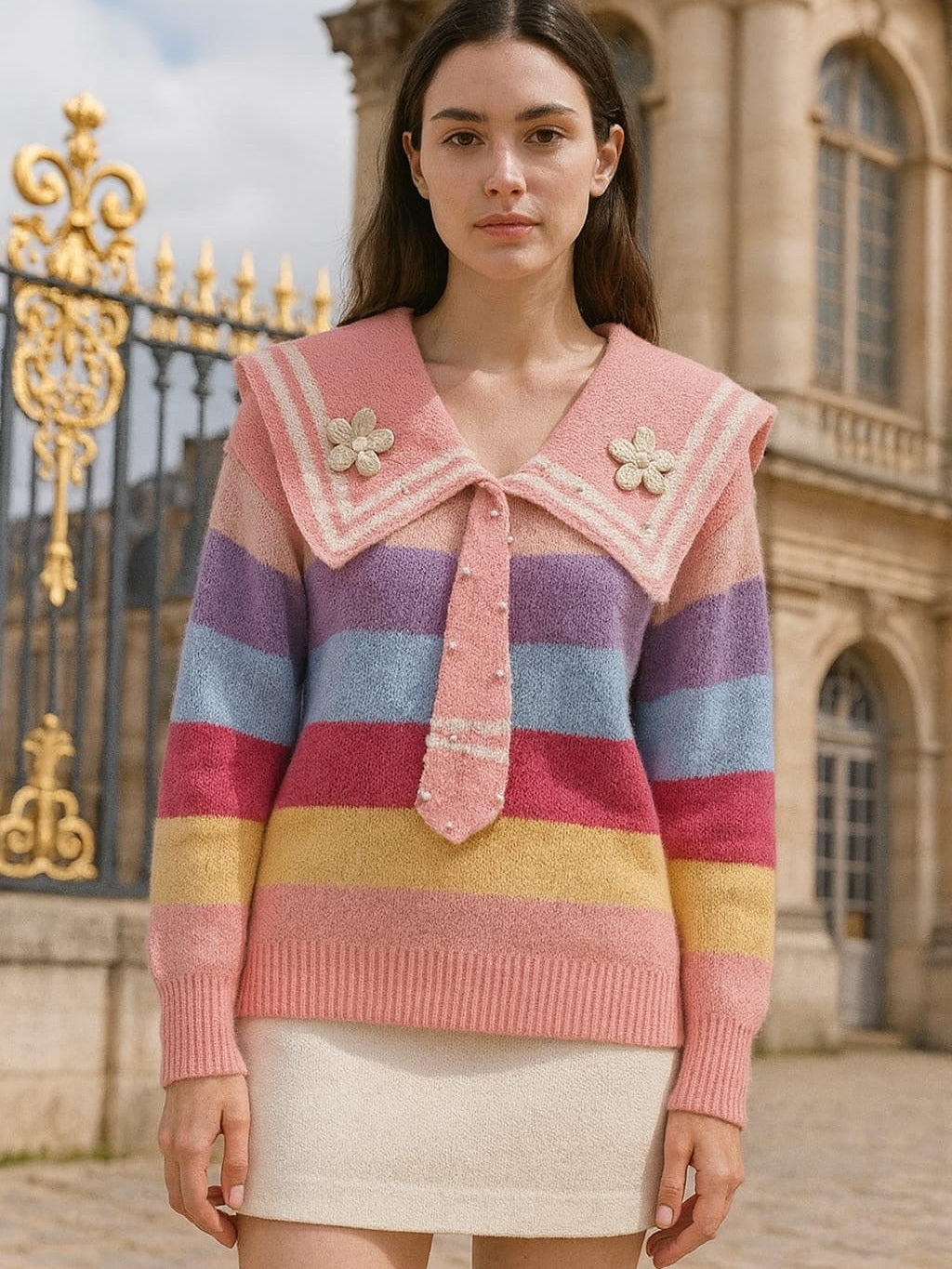 AD Student Doll Collar Multiple Pink Top