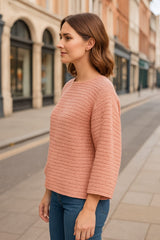 AD High-Quality Oversized Textured Knit Sweater Top in nude