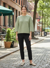 AD High-Quality Oversized Textured Knit Sweater Top in Green