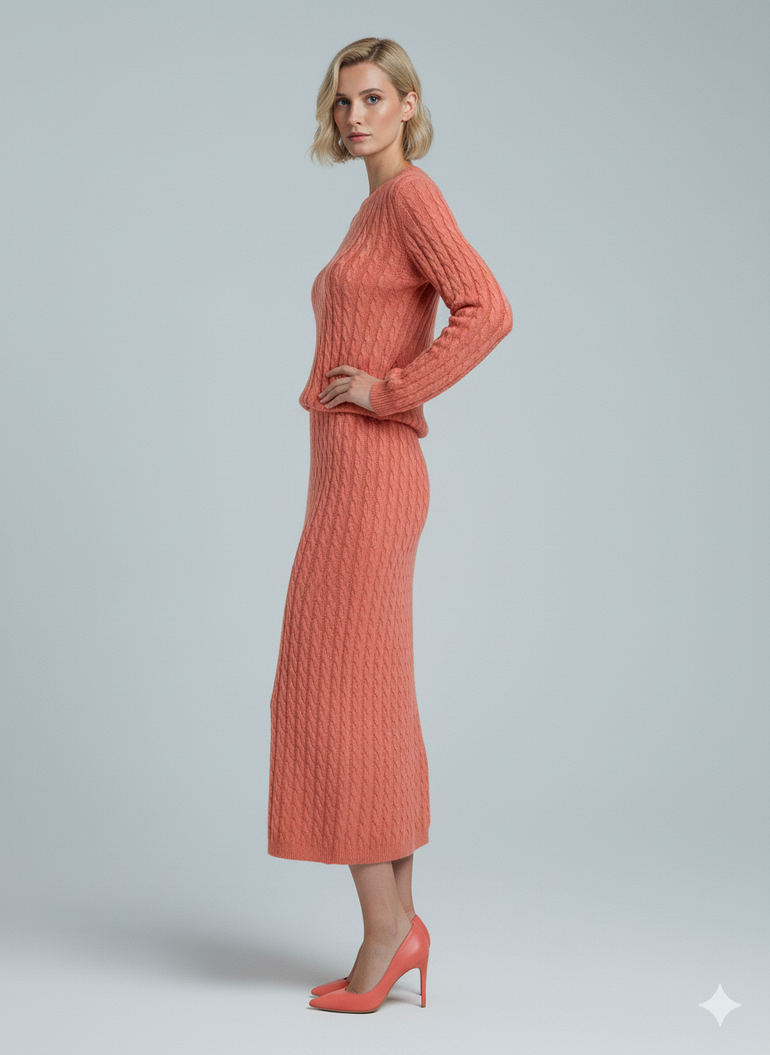 ADL Soft Cable Jumper and Midi Skirt Co-Ord Set