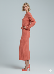 ADL Soft Cable Jumper and Midi Skirt Co-Ord Set