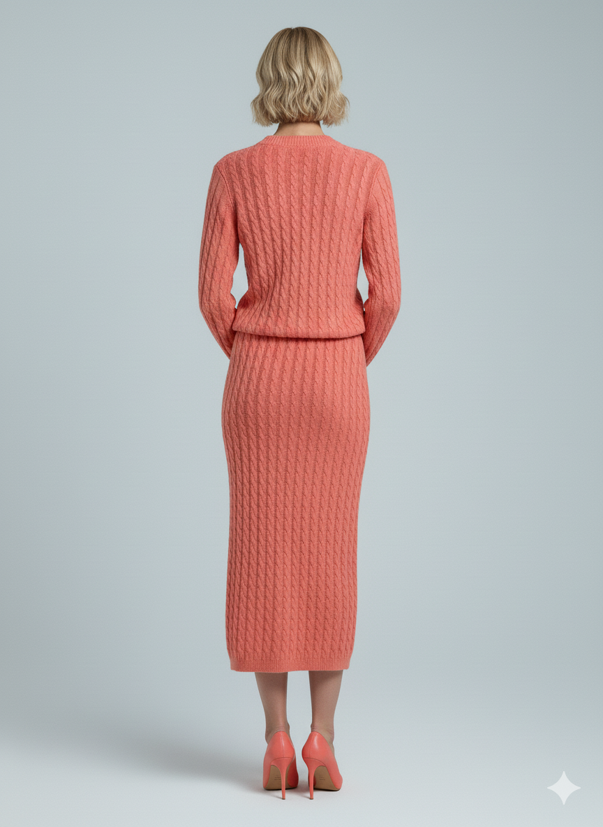 ADL Soft Cable Jumper and Midi Skirt Co-Ord Set