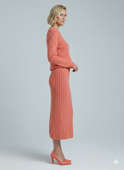 ADL Soft Cable Jumper and Midi Skirt Co-Ord Set