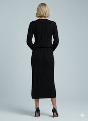 ADL Soft Cable Jumper and Midi Skirt Co-Ord Set in black