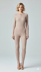 ADL Ribbed Long Sleeve Zipper Jumpsuit