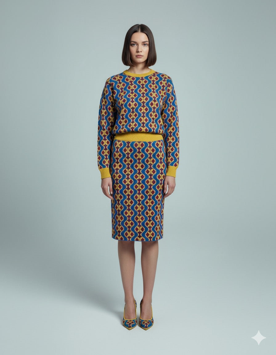 ADL Textured Ethnic-Inspired Retro Tapestry Pattern 2 PCs Set.